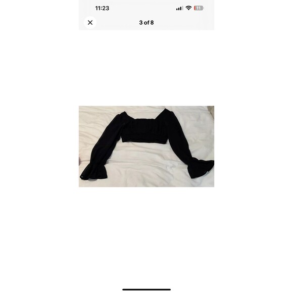 Alter'd State Black Open Back Balloon Sleeve Waist Crop Top Size XS - Picture 3 of 8